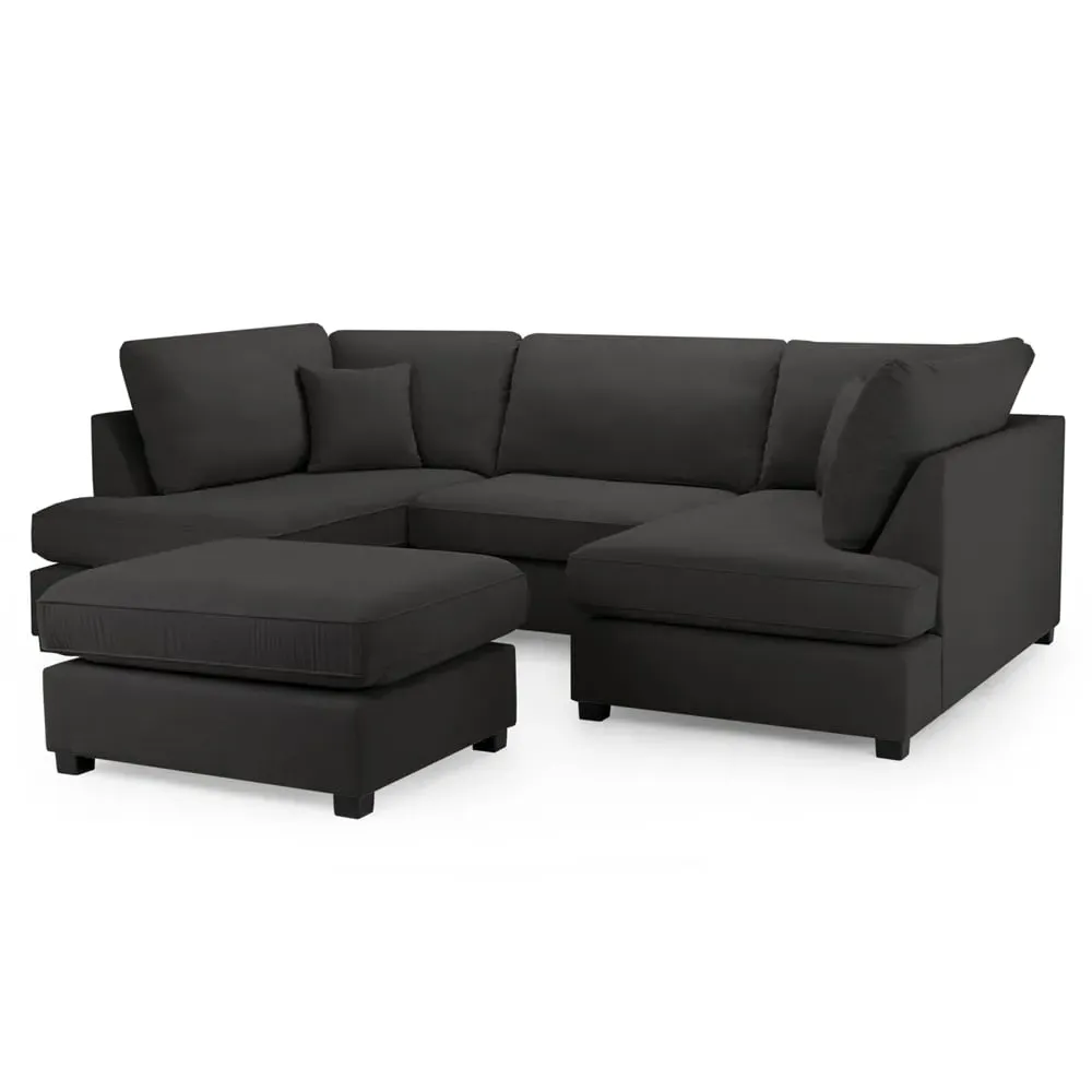 Caronia U-Shaped Corner Sofa - Black, Fabric