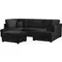 Caronia U-Shaped Corner Sofa - Black, Plush Velvet