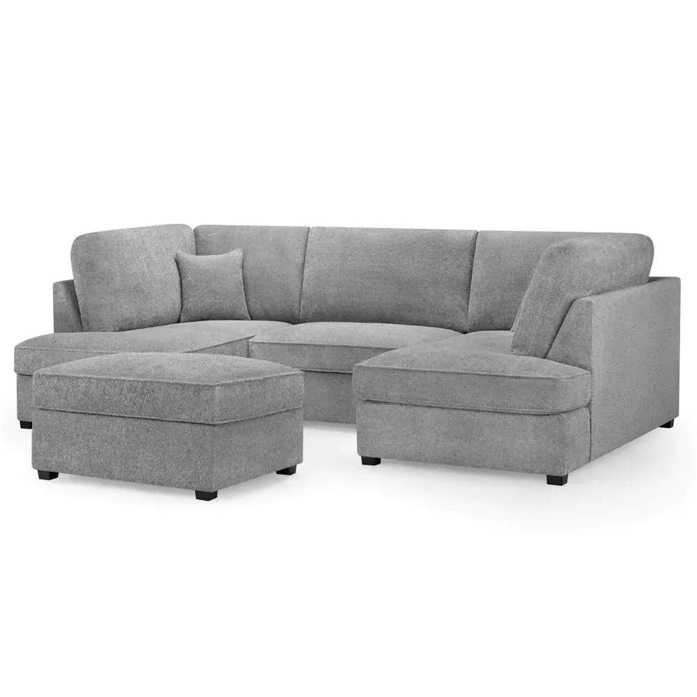 Caronia U-Shaped Corner Sofa - Grey, Boucle Fabric