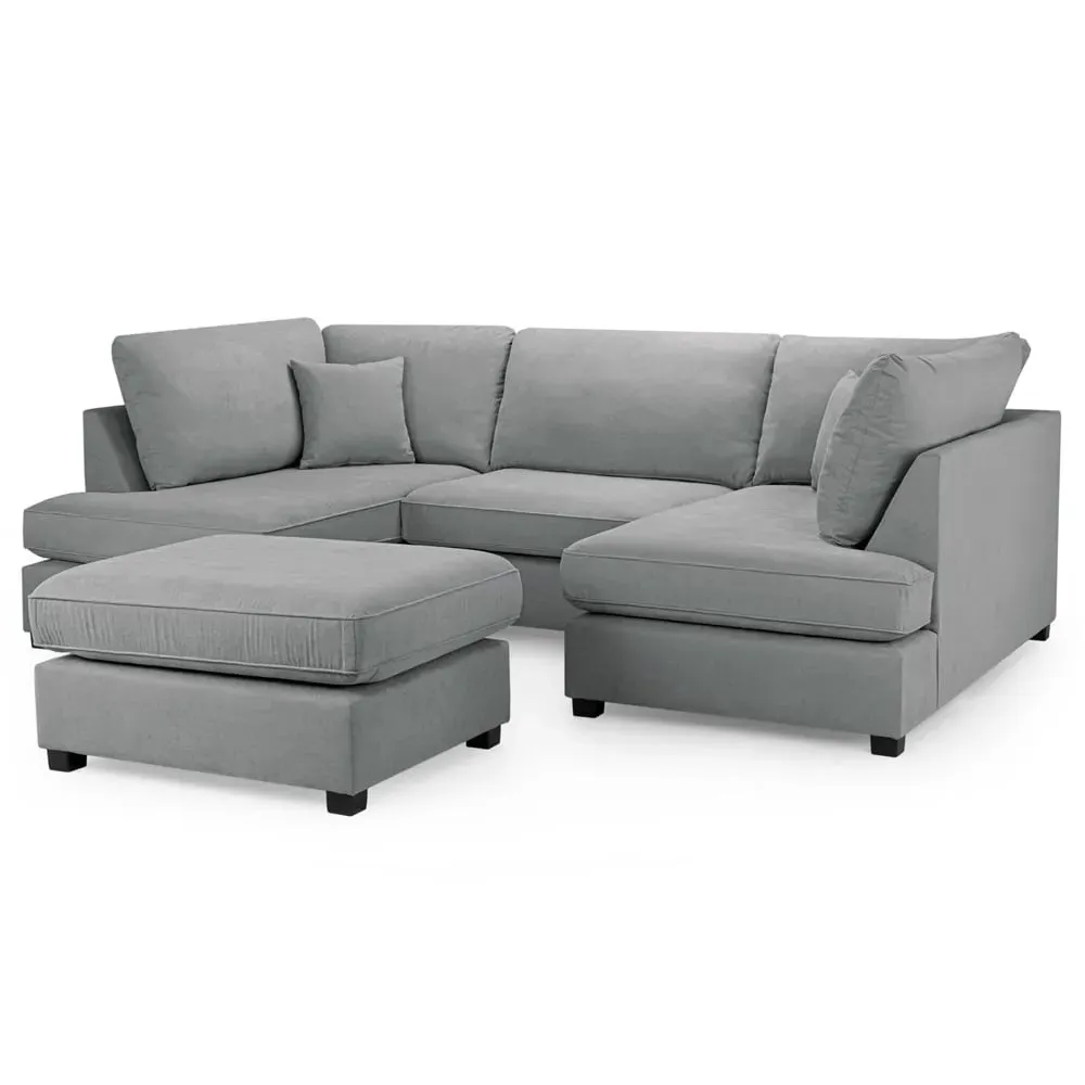Caronia U-Shaped Corner Sofa - Grey, Fabric