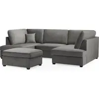 Caronia U-Shaped Corner Sofa - Grey, Plush Velvet