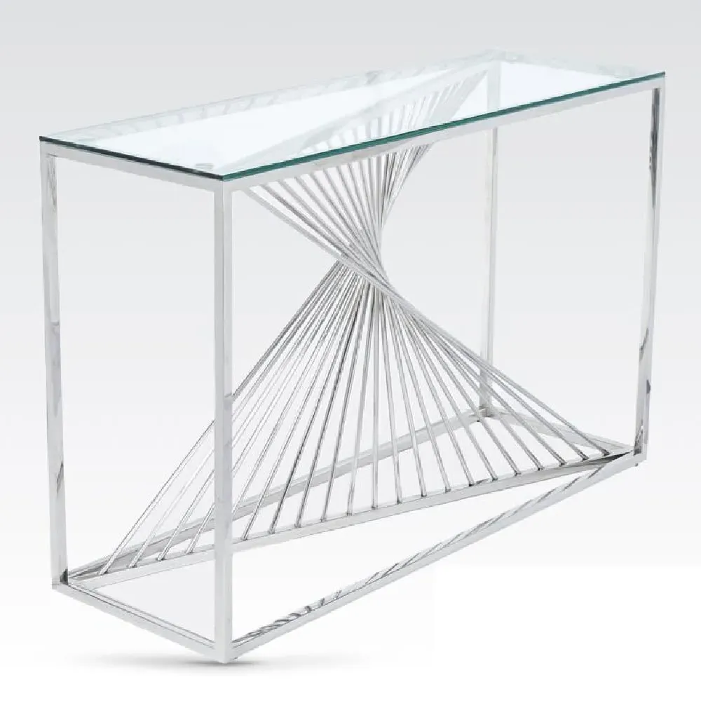 Carpi Clear Glass Console Table with Chrome Frame image