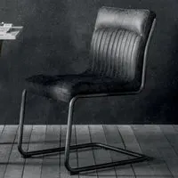 Carpi Dining Chair with Metal Frame - Antique Ebony, Leather