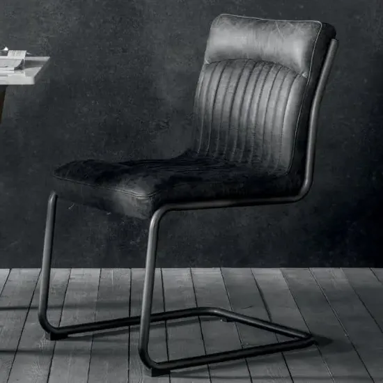 Carpi Dining Chair with Metal Frame - Antique Ebony, Leather image