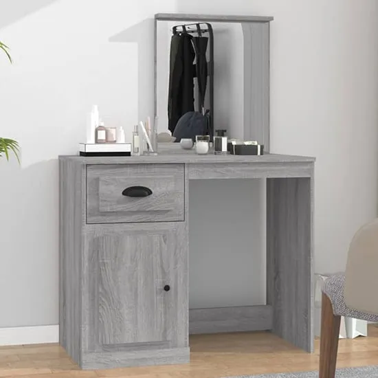 Carpi Dressing Table with Mirror - Grey, Engineered Wood