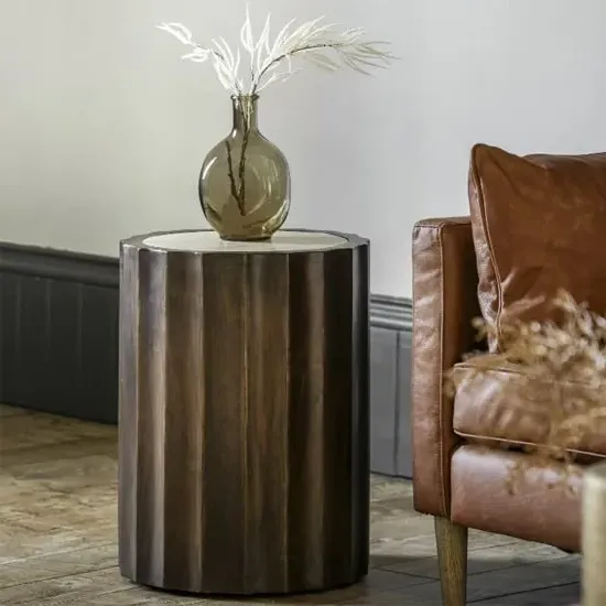 Carpi Round Side Table - Dark, Mango Wood