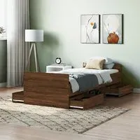 Carpi Single Bed with 4 Drawers - Brown Oak