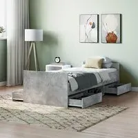 Carpi Single Bed with 4 Drawers - Concrete Effect