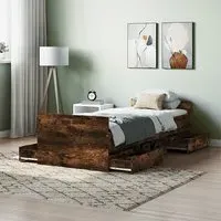 Carpi Single Bed with 4 Drawers - Smoked Oak