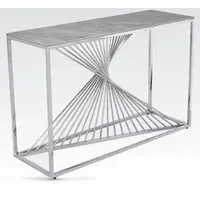 Carpi Sintered Stone Console Table with Chrome Frame - Grey