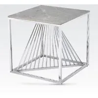 Carpi Sintered Stone End Table with Chrome Frame - Grey