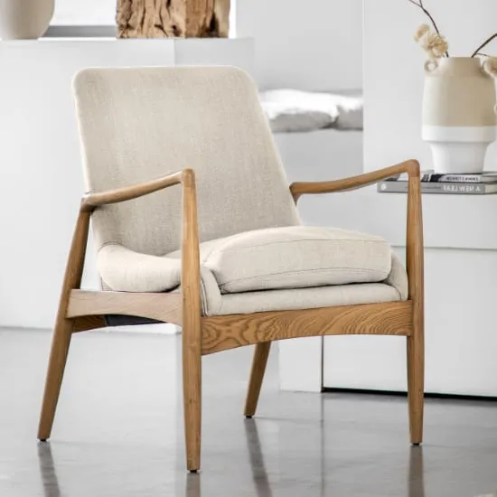 Carrara Armchair with Wooden Frame - Natural, Fabric image
