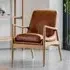 Carrara Leather Armchair with Wooden Frame - Brown, Leather