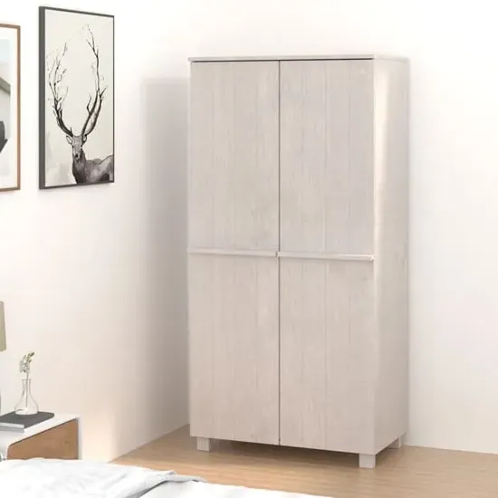 Carson 2-Door Wardrobe - White, Pine Wood