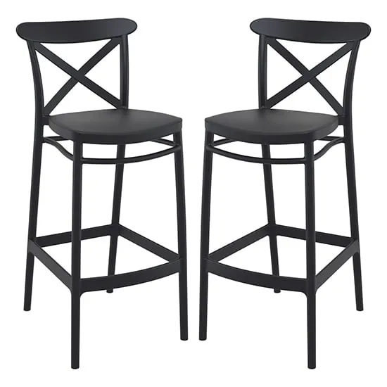 Carson Bar Chairs Pair - Black, Polypropylene