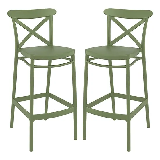 Carson Bar Chairs Pair - Green, Polypropylene
