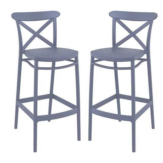 Carson Bar Chairs Pair - Grey, Polypropylene