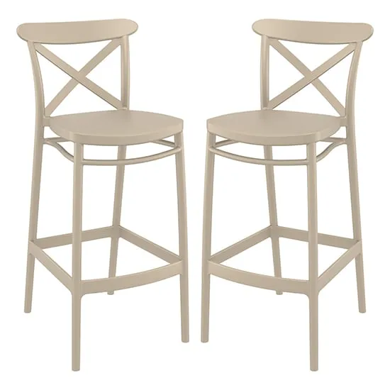 Carson Bar Chairs Pair - Taupe, Polypropylene