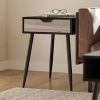 Carson End Table with Drawer - Black Oak