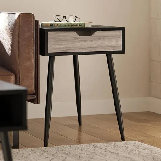 Carson End Table with Drawer - Black Oak image
