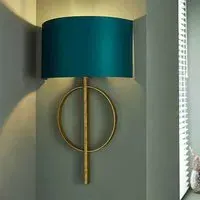 Carson Fabric Wall Light - Teal, Gold