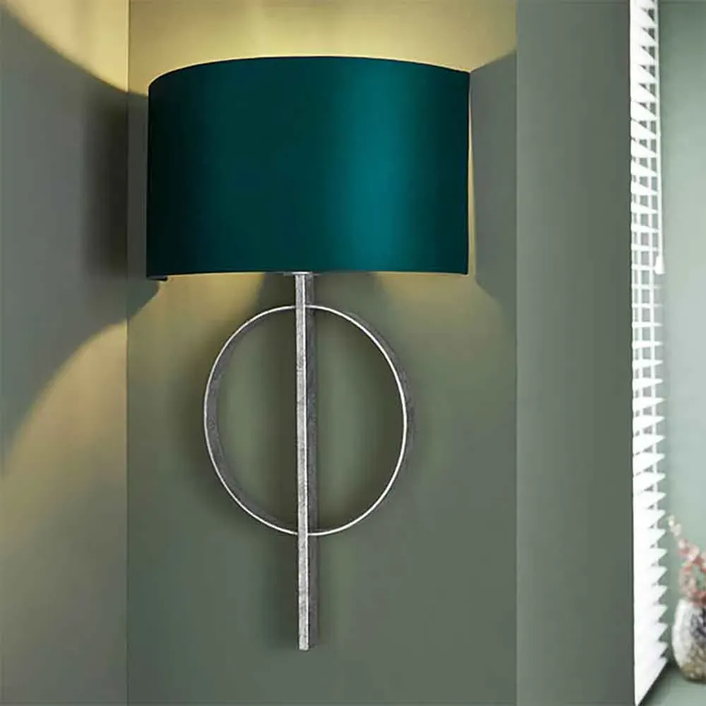 Carson Fabric Wall Light - Teal, Silver