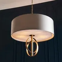 Carson Large Pendant Light - Antique Gold, Mink Fabric