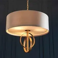 Carson Small Pendant Light - Antique Gold, Mink Fabric