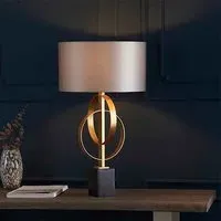 Carson Table Lamp - Antique Gold, Mink Fabric