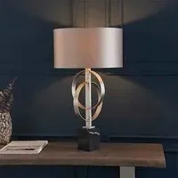 Carson Table Lamp - Antique Silver, Mink Fabric