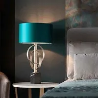 Carson Table Lamp Double-Hoop - Teal, Antique Silver alternate view