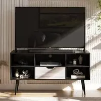 Carson TV Stand with Drawer - Black Oak