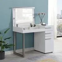 Carter Dressing Table with Mirror - White, High Gloss