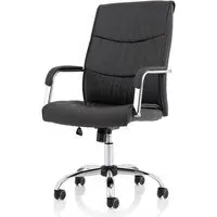 Carter High Back Office Chair with Arms - Black, Leather