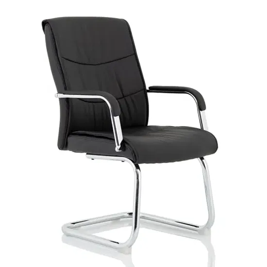 Carter High Back Office Chair with Chrome Arms - Black, Faux Leather product