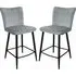 Carteret Counter Bar Stools Pair - Grey, Velvet