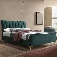Carteret King Size Bed Frame - Green, Fabric