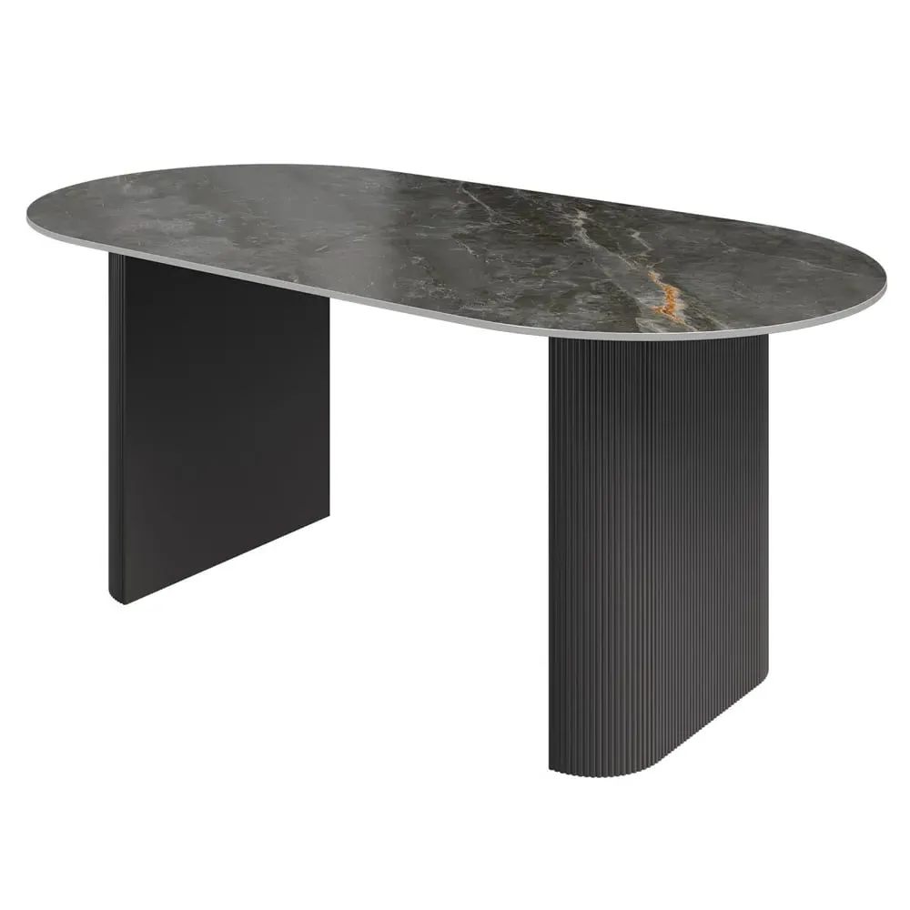 Carteret Oval Dining Table - Grey, Ceramic