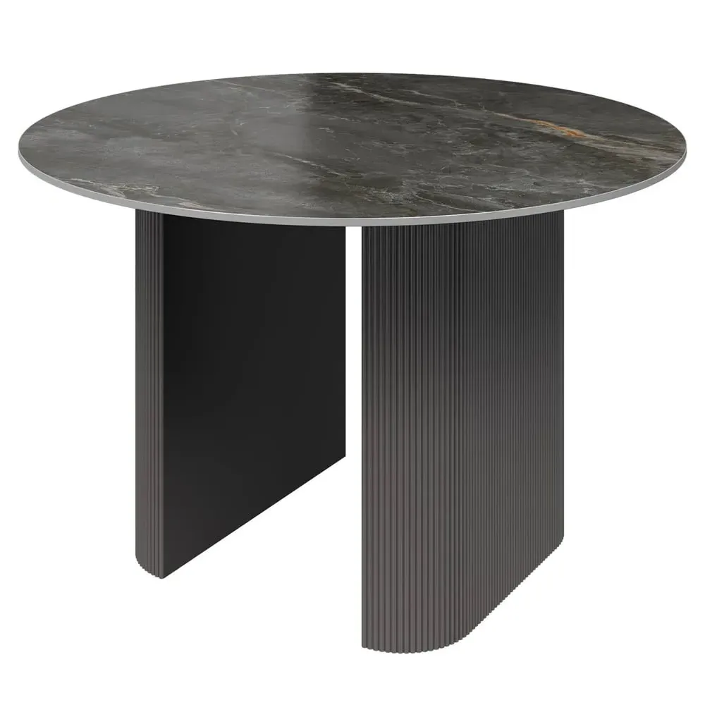 Carteret Round Dining Table - Grey, Ceramic
