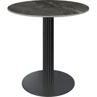 Carteret Round Dining Table with Ribbed Base - Grey, Ceramic