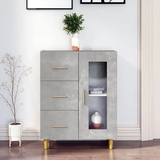 Cartier Sideboard with 1 Door 3 Drawers - Concrete Effect image