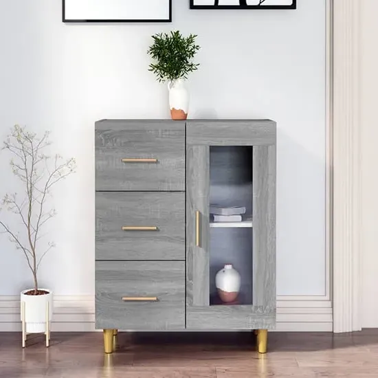 Cartier Sideboard with 1 Door 3 Drawers - Grey, Sonoma Oak