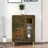 Cartier Sideboard with 1 Door 3 Drawers - Smoked Oak, Engineered Wood