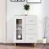 Cartier Sideboard with 1 Door 3 Drawers - White, Engineered Wood