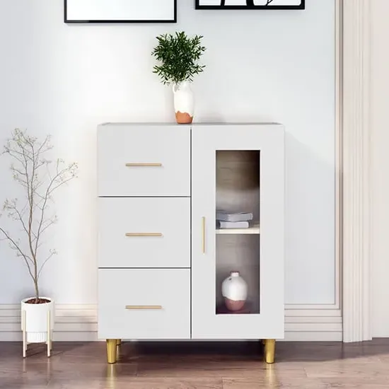 Cartier Sideboard with 1 Door 3 Drawers - White, Engineered Wood