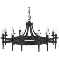 Cartwheel 12 Light Ceiling Light - Black, Wrought Iron