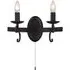 Cartwheel 2 Lamp Wall Light with Pull Switch - Black