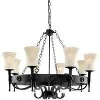 Cartwheel 8 Lights Pendant Light - Black, Iron