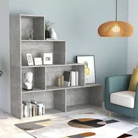 Carus 6-Shelf Bookcase - Concrete Effect, Engineered Wood
