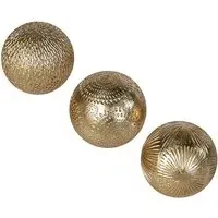 Carve Small Decoration Balls Set of 3 - Gold, Poly